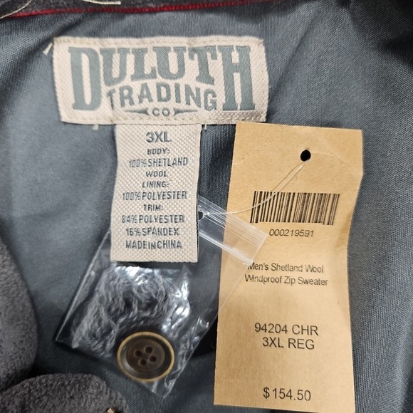 Duluth Trading Shetland Wool Windproof Sweater Mens 3XL Gray Full Zip 94204 - Picture 3 of 9